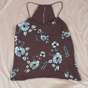 Express Reversible maroon/Floral Halter Neck Top.